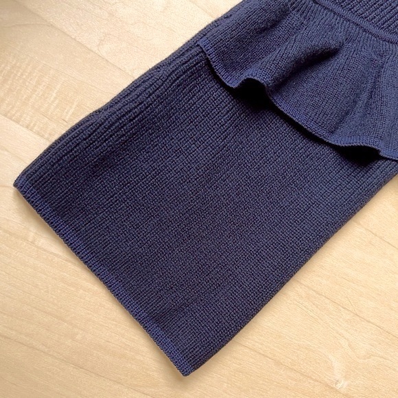 Tory Burch Ashley Navy Ruffled Sleeve Sweater Dress - Picture 13 of 16